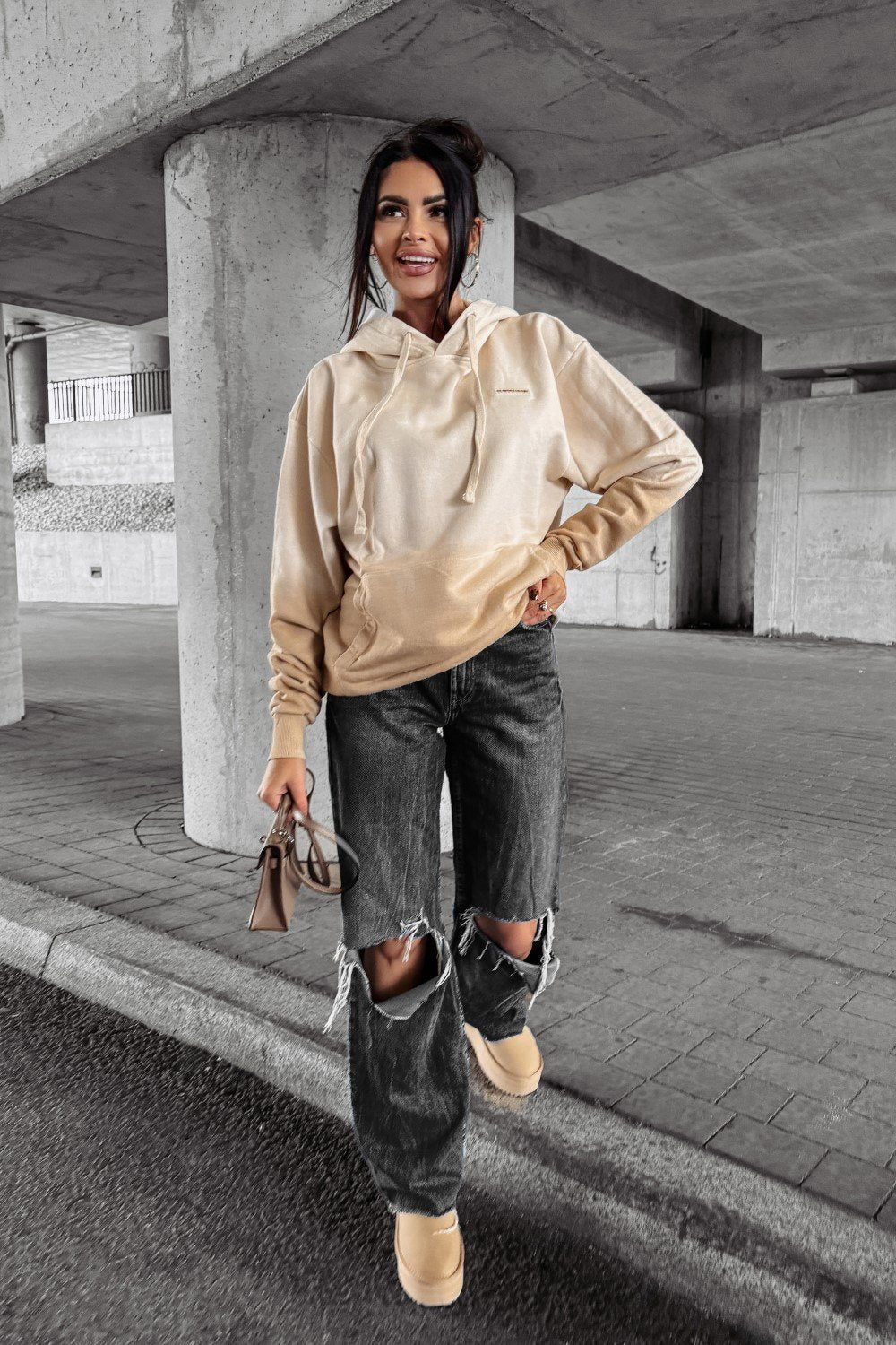 Fade kapucnis pulóver