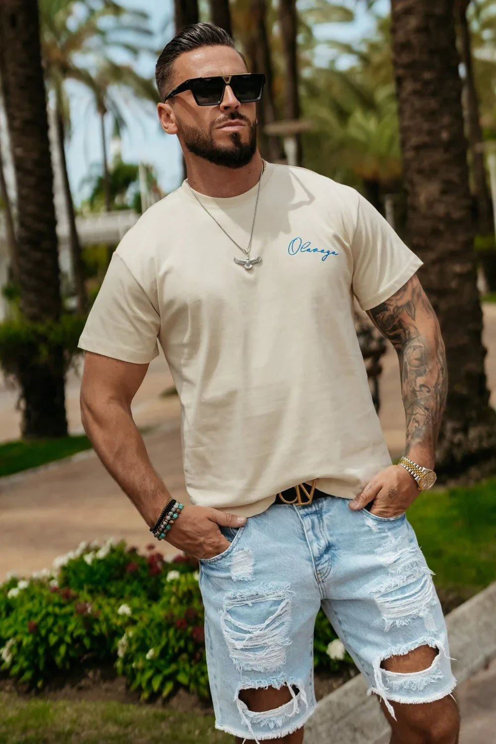 Olavoga – Kurzärmliges T-Shirt „Harmony“ in Blau