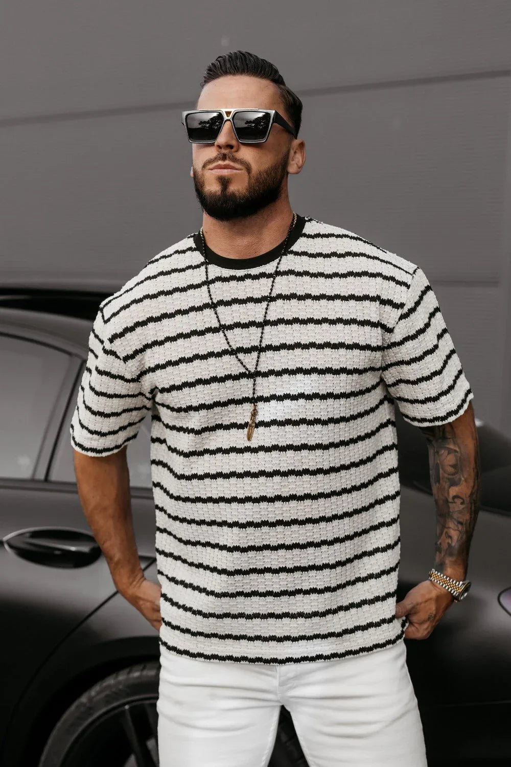 Olavoga Strip Langarm-T-Shirt
