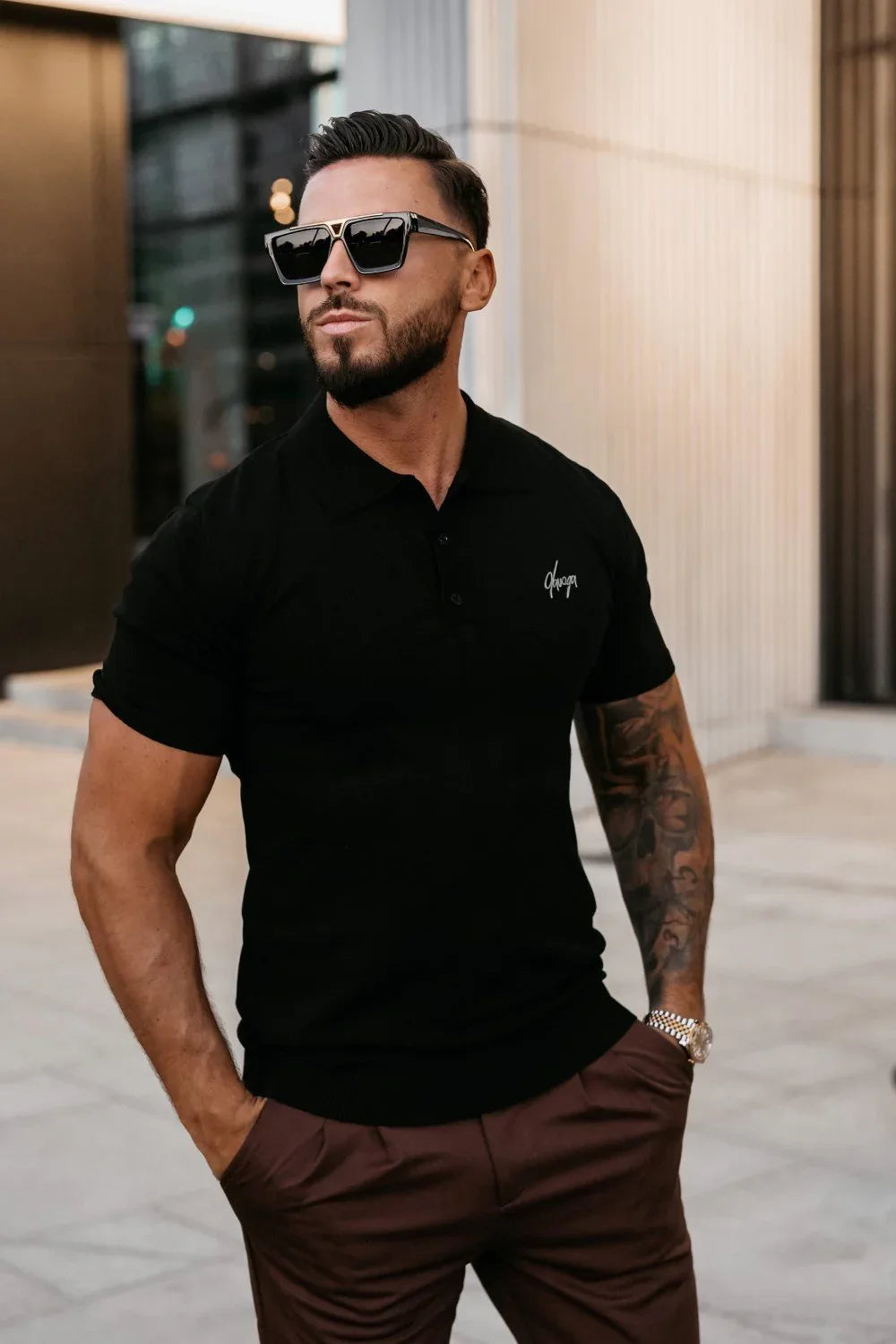 Olavoga T-Shirt mit Twist-Kragen